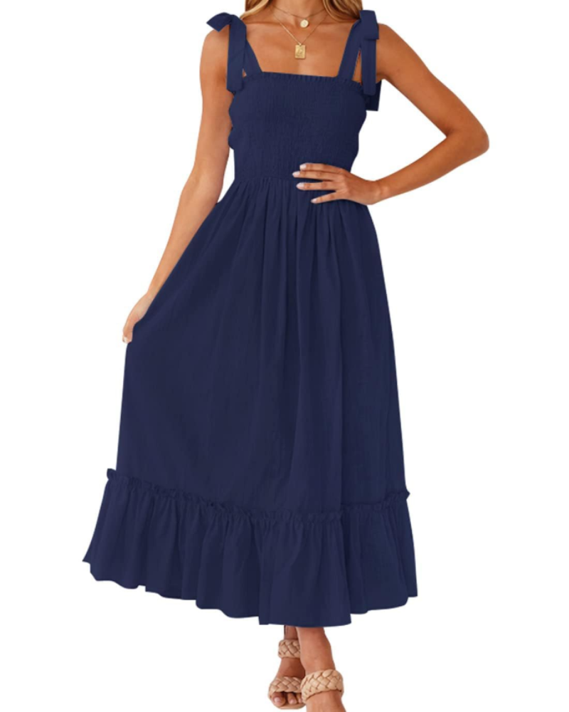 Abito Lungo Willow Donna Estate – Spalline Sottili, Scollo Quadrato e Volant