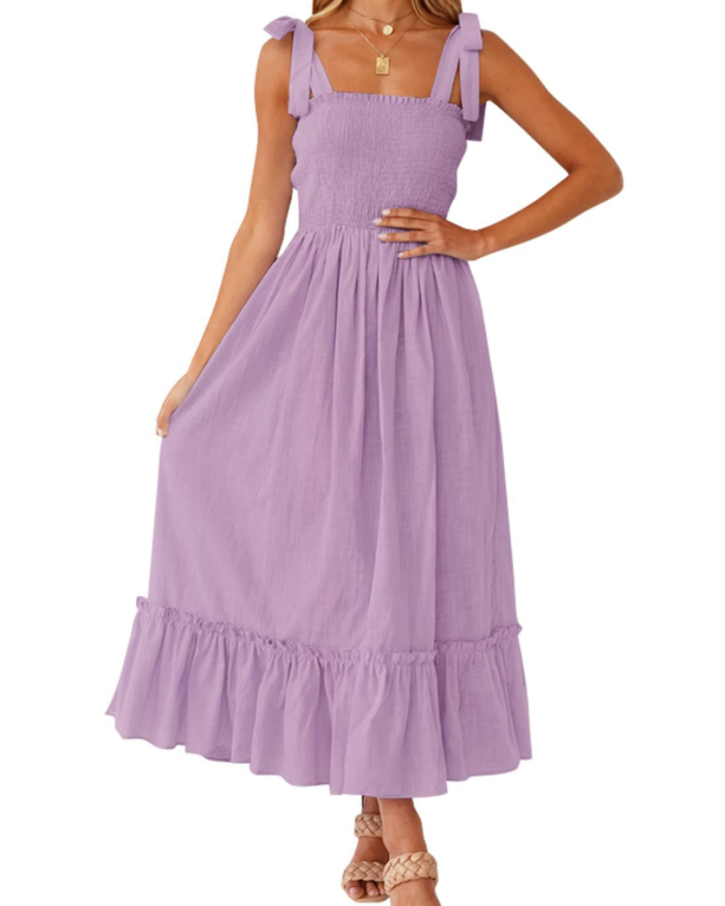 Abito Lungo Willow Donna Estate – Spalline Sottili, Scollo Quadrato e Volant