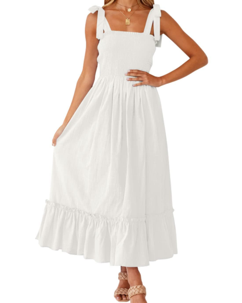 Abito Lungo Willow Donna Estate – Spalline Sottili, Scollo Quadrato e Volant