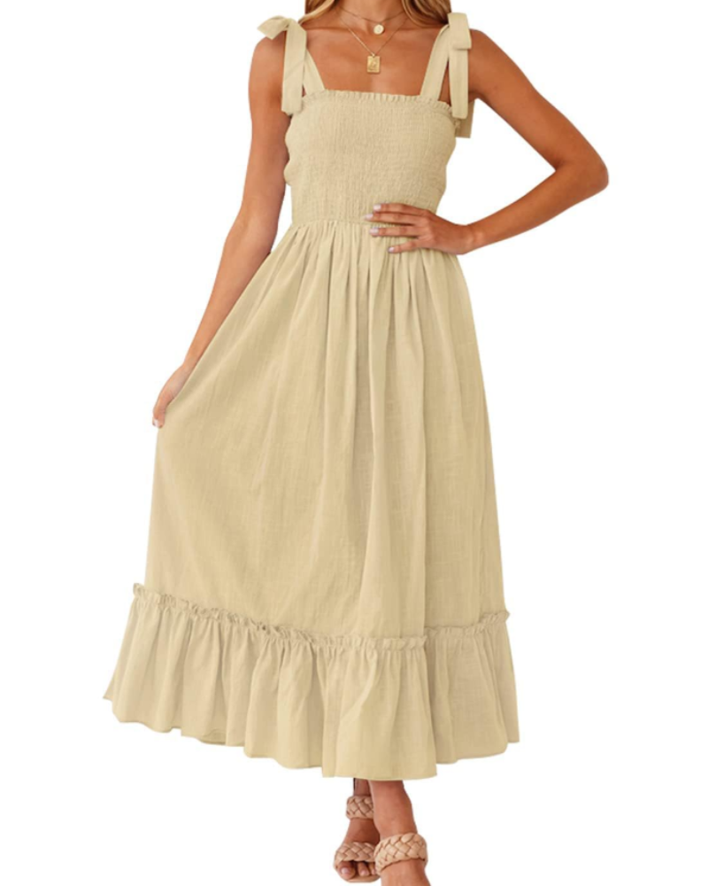 Abito Lungo Willow Donna Estate – Spalline Sottili, Scollo Quadrato e Volant