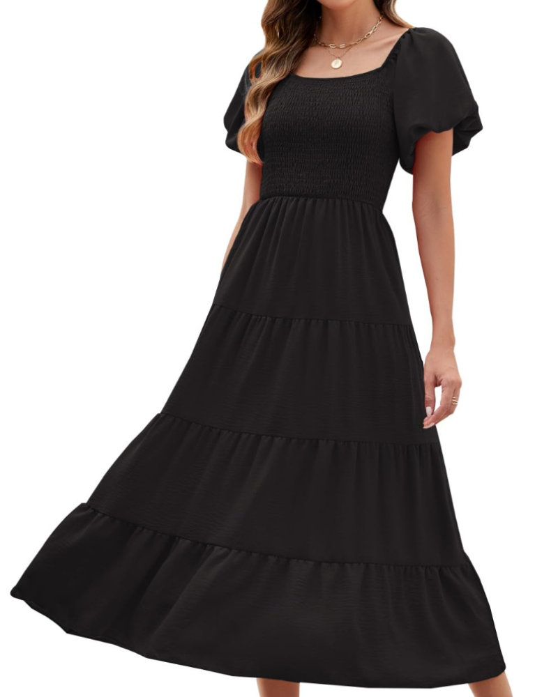Stacey Robe Longue Femme – Robe Portefeuille Col V, Manches Amples & Poches Été