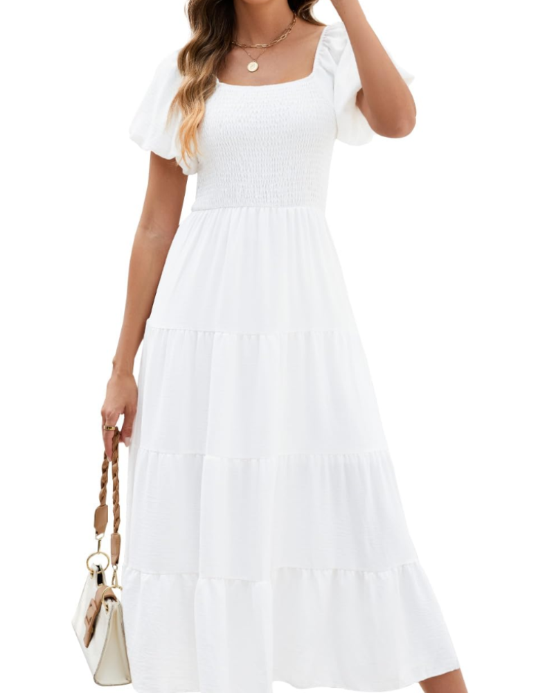 Stacey Robe Longue Femme – Robe Portefeuille Col V, Manches Amples & Poches Été