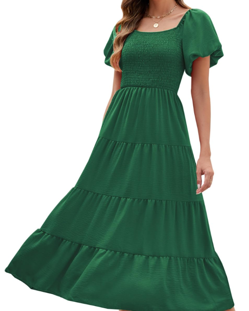 Stacey Robe Longue Femme – Robe Portefeuille Col V, Manches Amples & Poches Été
