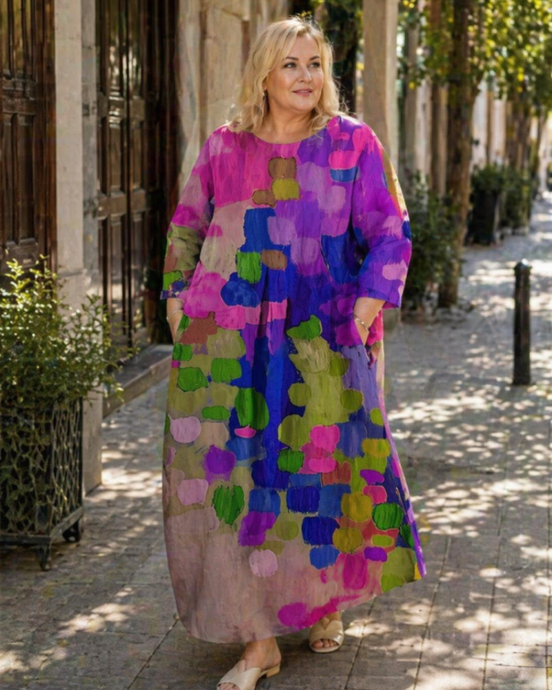 Nella Robe Femme Curvy Grande Taille – Robe Fleurie Coton Léger Coupe Évasée Confort Été