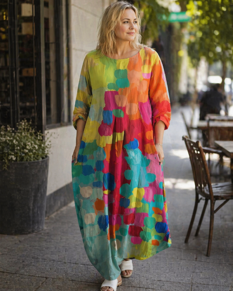 Nella Robe Femme Curvy Grande Taille – Robe Fleurie Coton Léger Coupe Évasée Confort Été