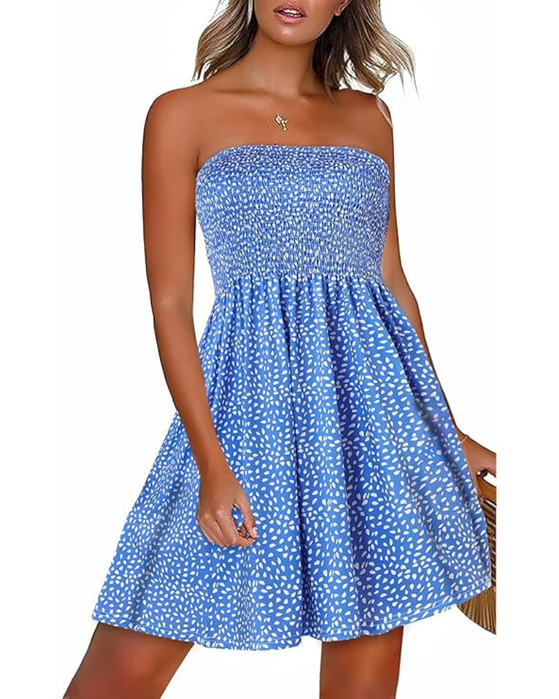 Bria Robe Femme – Bar skuldre, blomsterprint & flydende A-linje sommerkjole