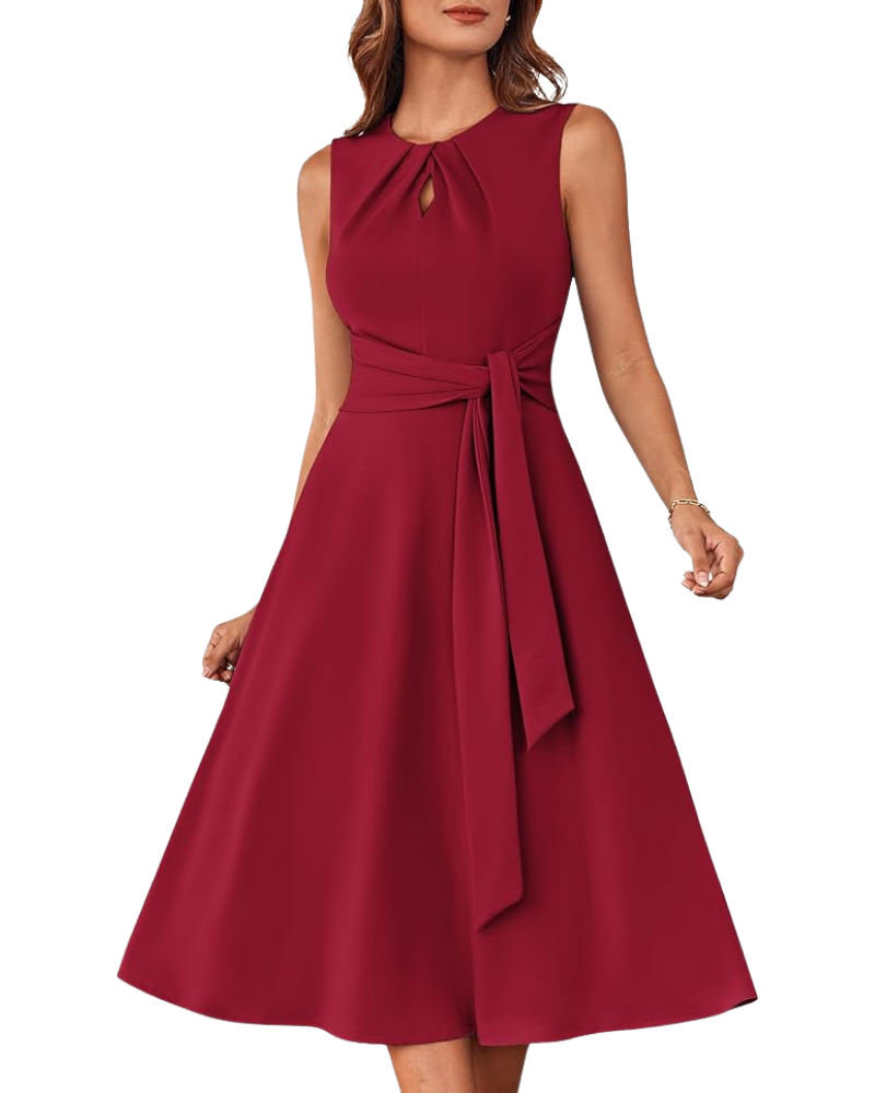 Indie Robe Midi Női – A-vonalú szabás, ujjatlan és övvel, zsebekkel, elegáns