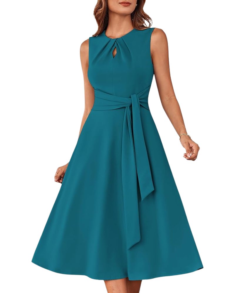 Indie Robe Midi Női – A-vonalú szabás, ujjatlan és övvel, zsebekkel, elegáns