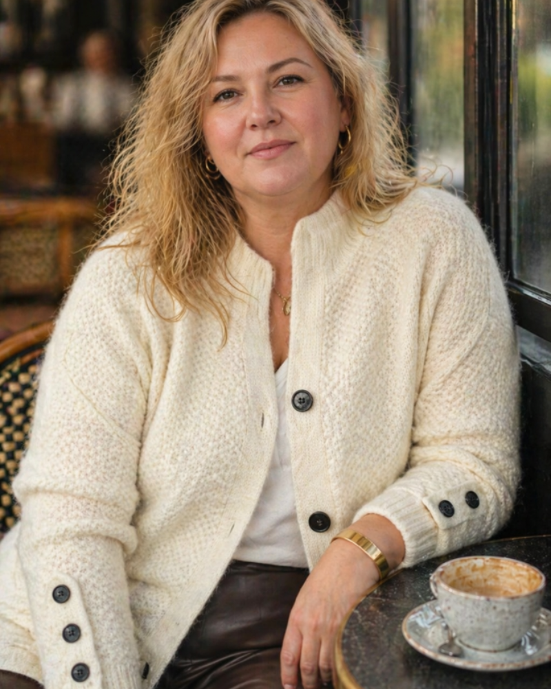 Jucille Cardigan Femme Grande Taille – Gilet Cachemire Doux Boutonné Coupe Classique Élégante