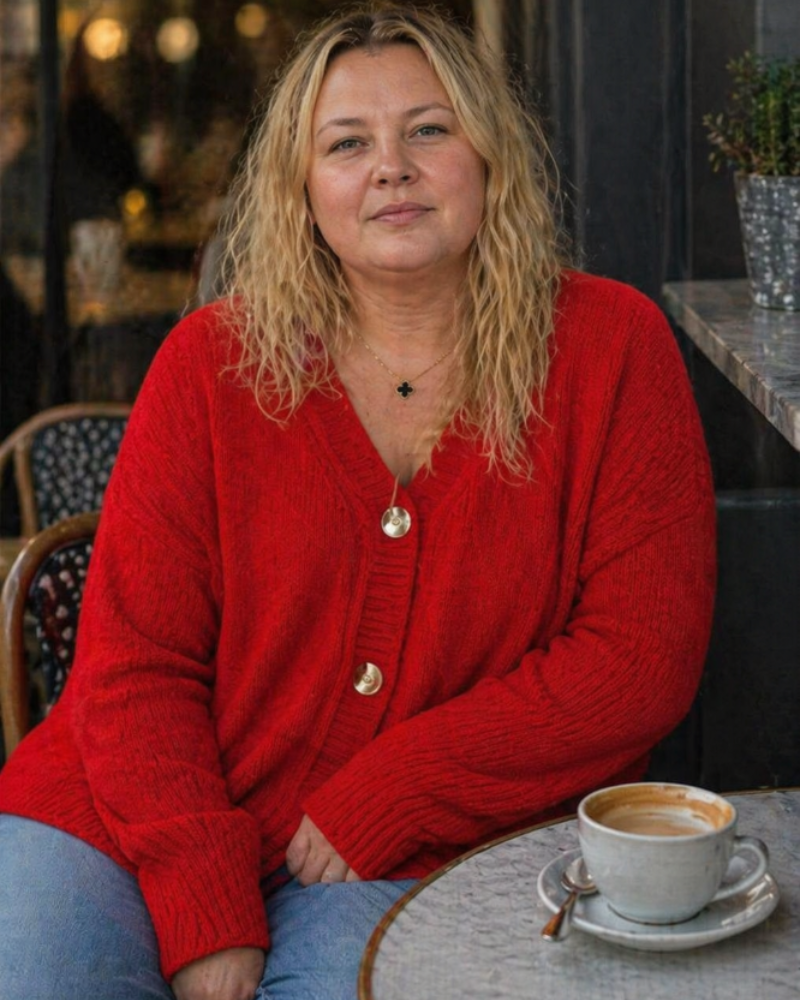 Vena Cardigan Femme Curvy Grande Taille – Gilet Cachemire Doux Boutonné Manches Longues Élégant