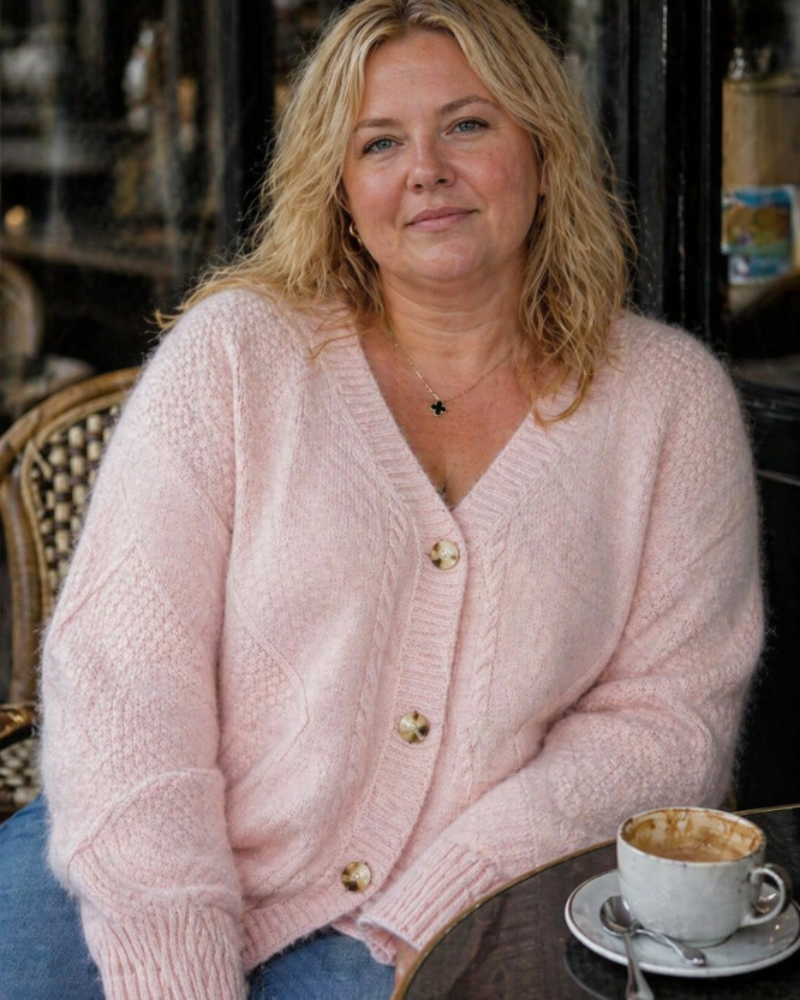 Vena Cardigan Femme Curvy Grande Taille – Gilet Cachemire Doux Boutonné Manches Longues Élégant