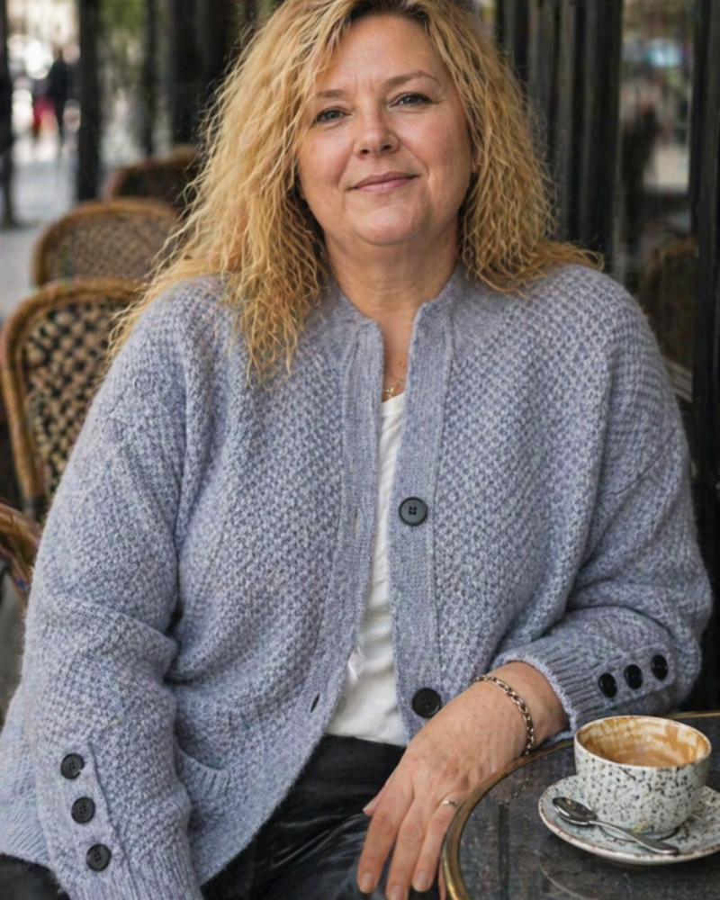 Jucille Cardigan Femme Grande Taille – Gilet Cachemire Doux Boutonné Coupe Classique Élégante