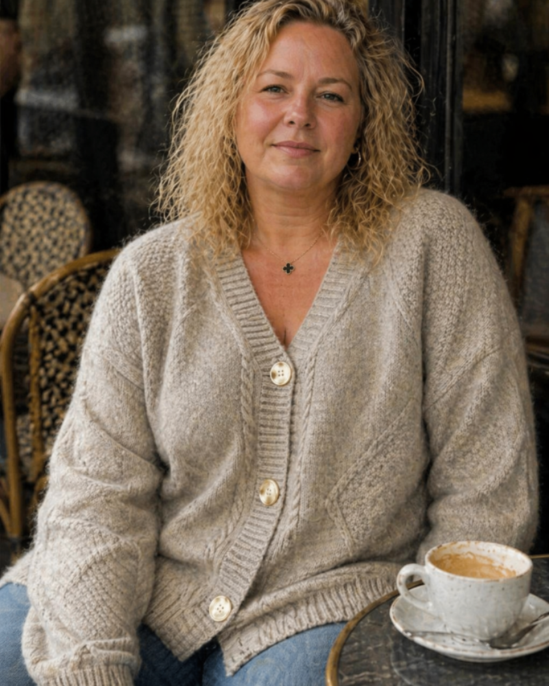 Vena Cardigan Femme Curvy Grande Taille – Gilet Cachemire Doux Boutonné Manches Longues Élégant