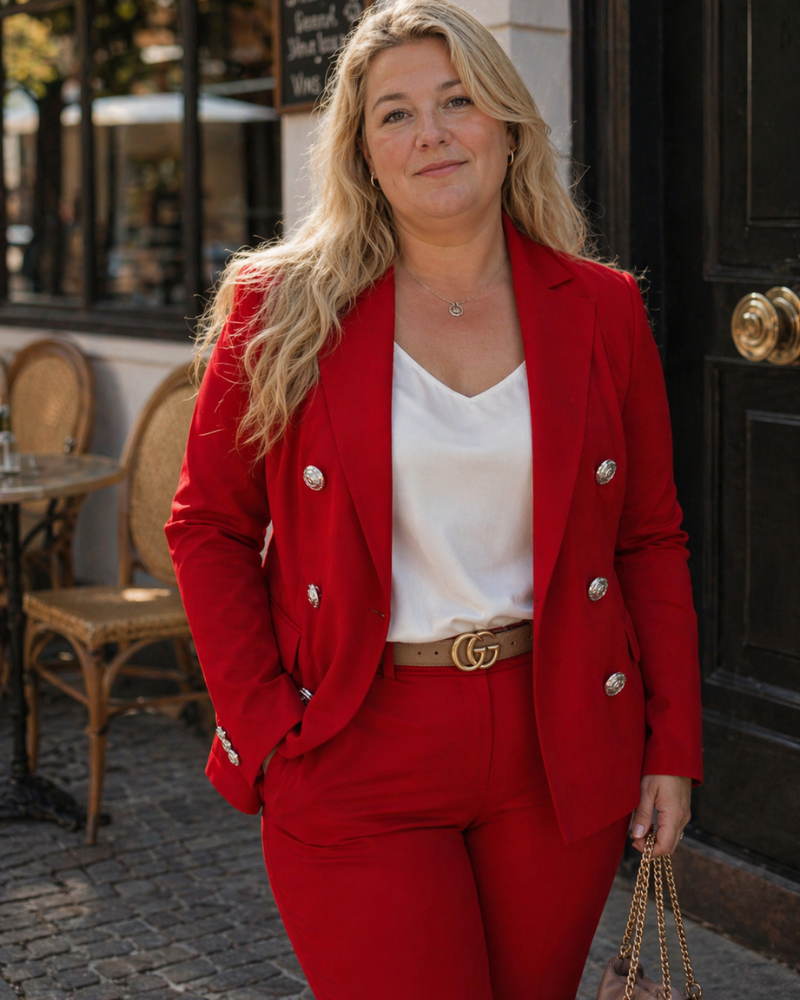 Felena Tailleur Femme Curvy Grande Taille – Ensemble Chic Veste Élégante & Pantalon Ajusté Moderne