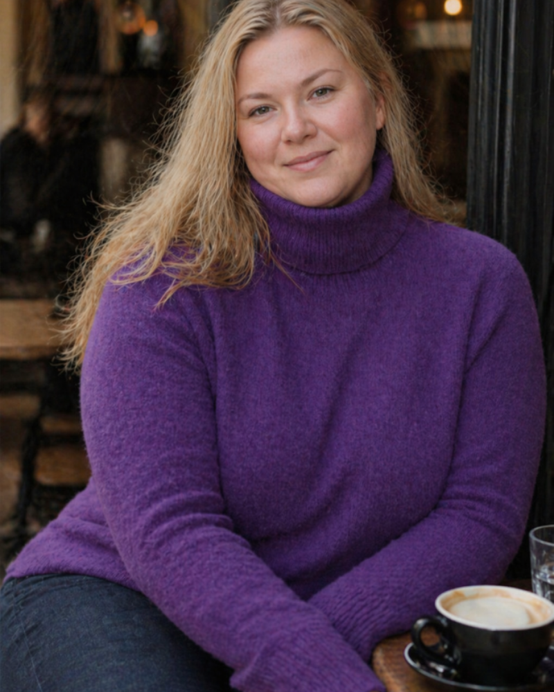 Luz Pull Femme Curvy Grande Taille – Col Roulé Cachemire Premium Maille Douce Chaude Élégante