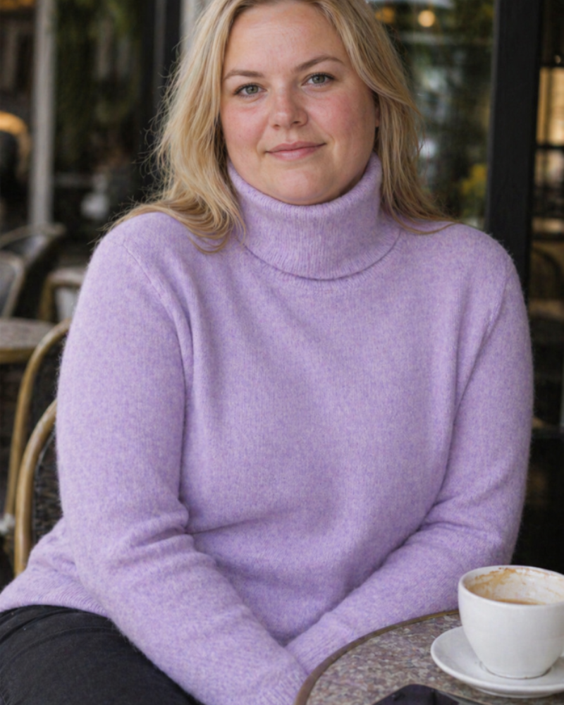 Luz Pull Femme Curvy Grande Taille – Col Roulé Cachemire Premium Maille Douce Chaude Élégante