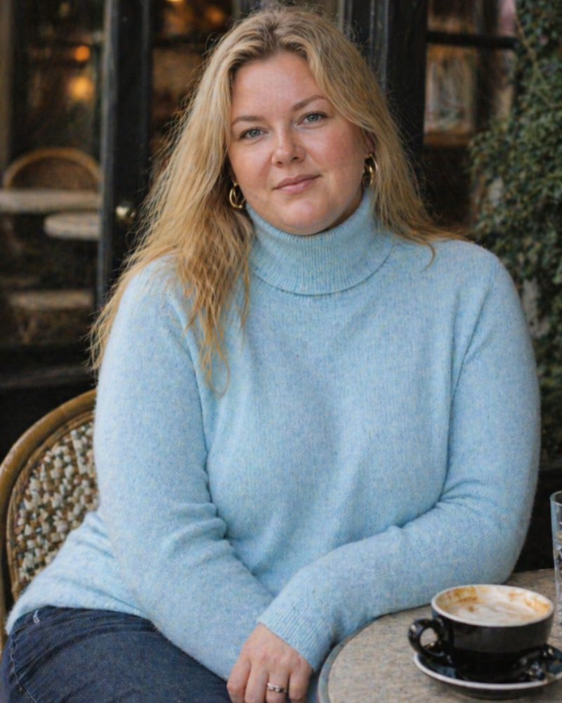 Luz Pull Femme Curvy Grande Taille – Col Roulé Cachemire Premium Maille Douce Chaude Élégante