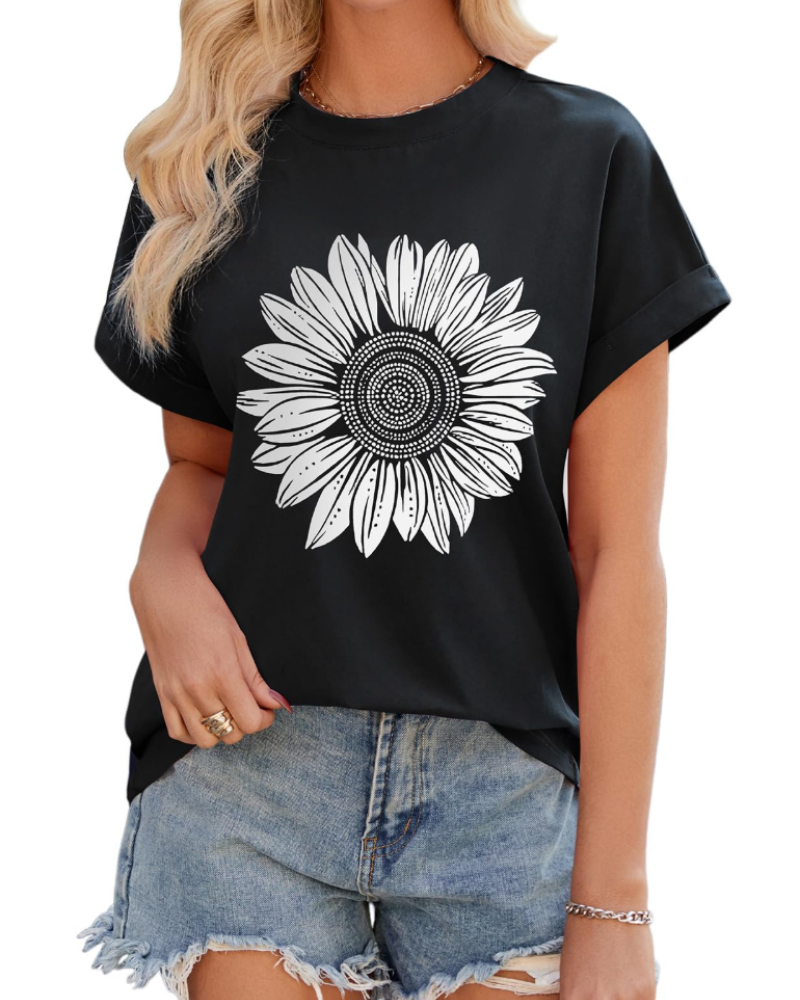 Madison T-shirt til kvinder sommer – Oversize stribet bomuld med rund hals