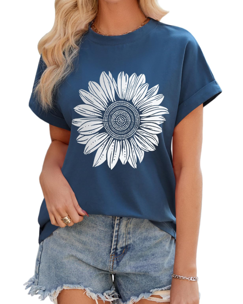 Madison T-shirt til kvinder sommer – Oversize stribet bomuld med rund hals