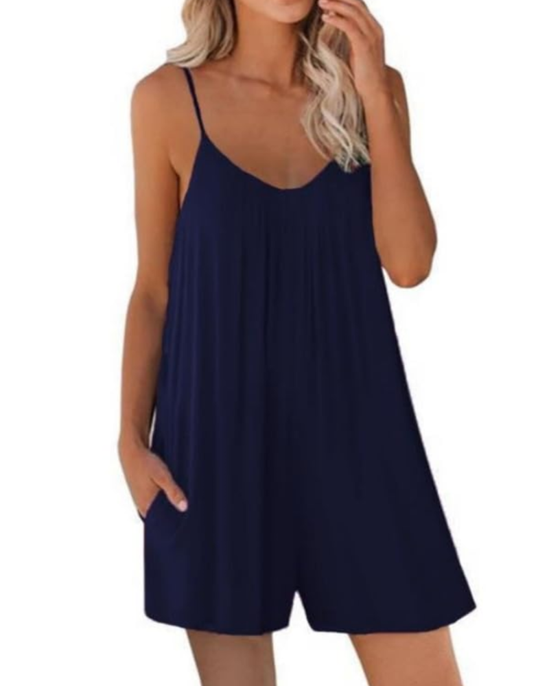 Seraphina-jumpsuit til kvinder – Justerbare tynde stropper, løs pasform, brede ben og lommer