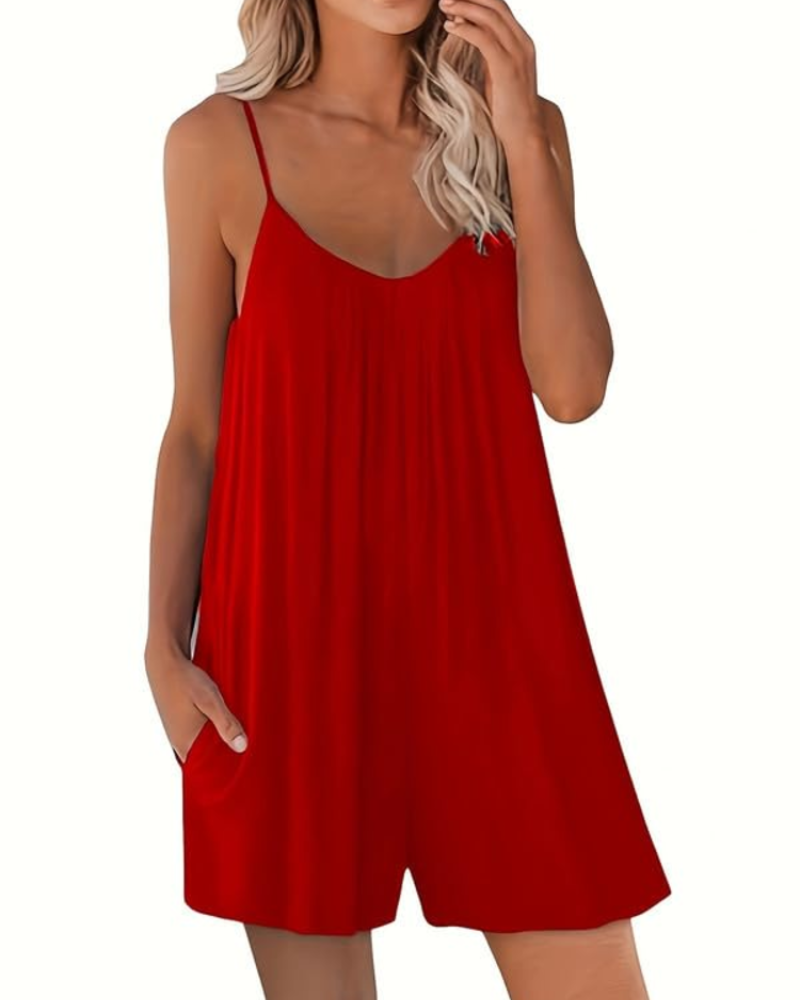Seraphina-jumpsuit til kvinder – Justerbare tynde stropper, løs pasform, brede ben og lommer