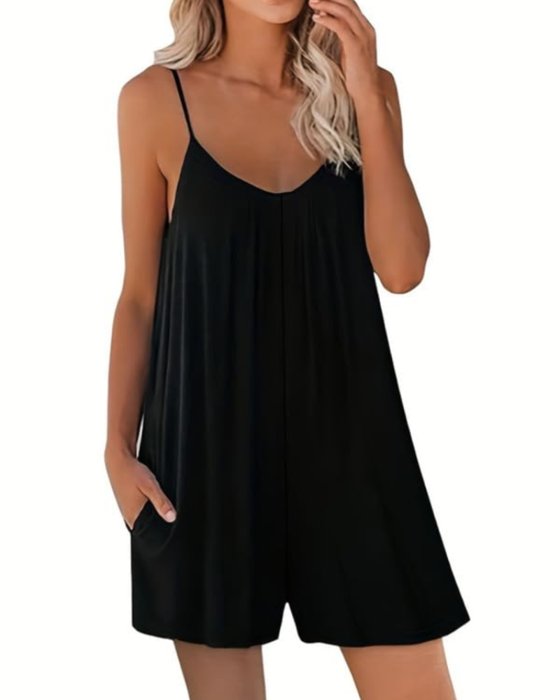 Seraphina-jumpsuit til kvinder – Justerbare tynde stropper, løs pasform, brede ben og lommer