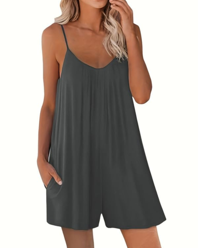 Seraphina-jumpsuit til kvinder – Justerbare tynde stropper, løs pasform, brede ben og lommer