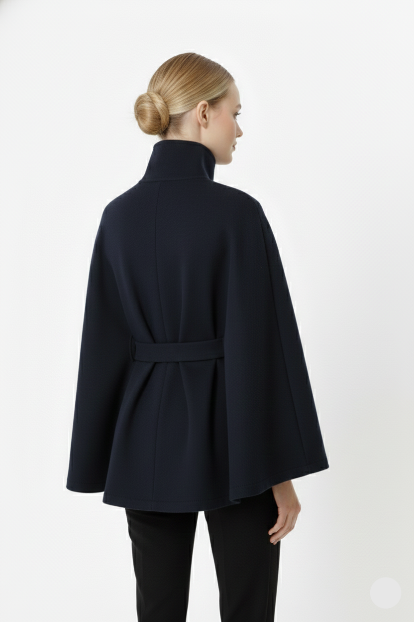 Ivanna Wool Coat Woman – Elegant High Collar with Removable Belt & Casual Cut