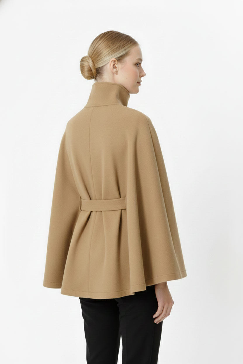 Ivanna Wool Coat Woman – Elegant High Collar with Removable Belt & Casual Cut