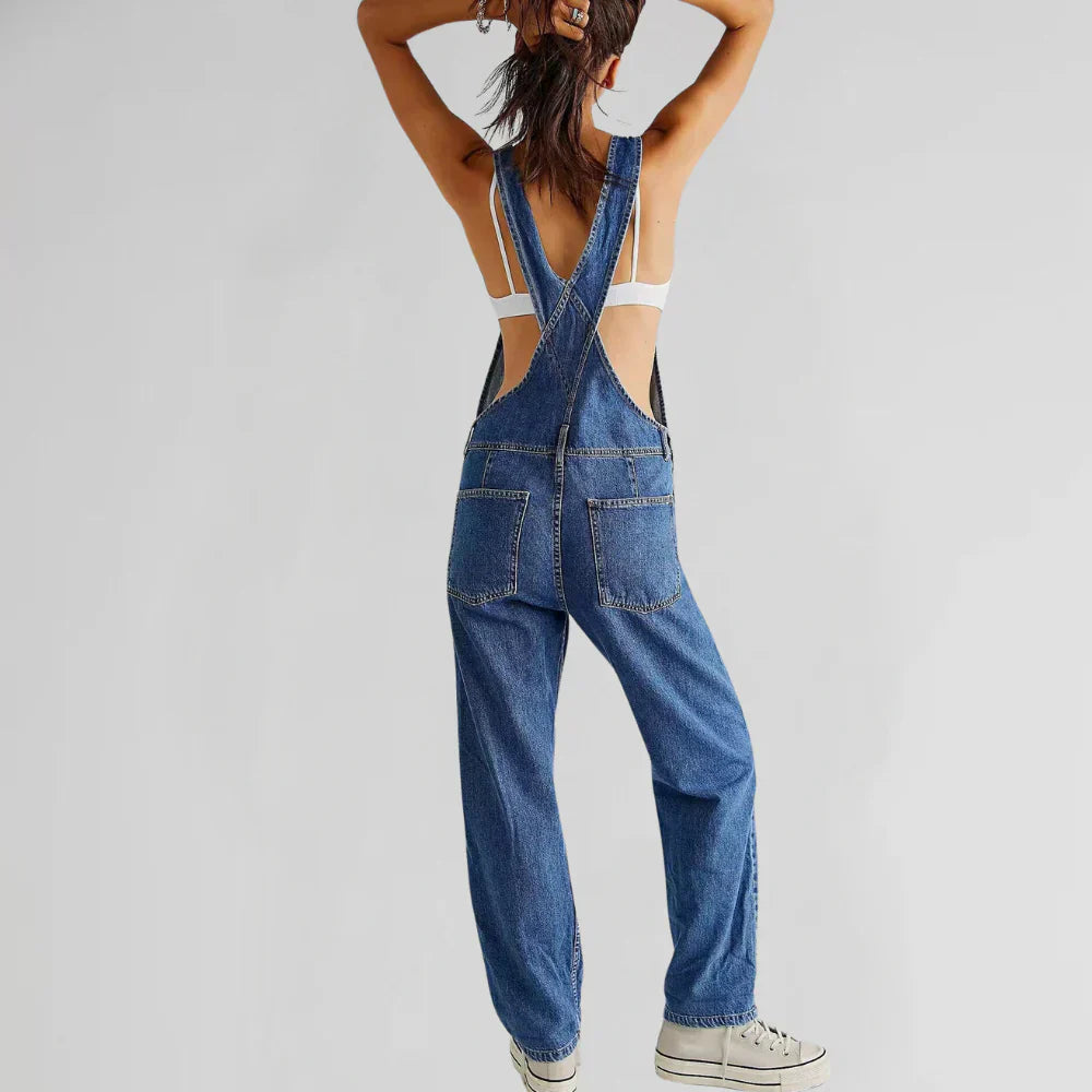 Charlotte Combinaison i denim til kvinder – elegant og behagelig, figursyet med knaplukning