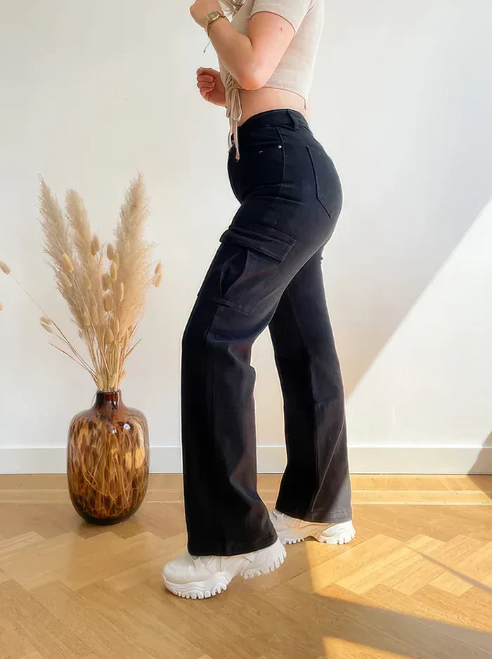 Paisley Pantalon Cargo Femme – Utility bukser med lige snit og flere lommer til daglig brug og udendørs aktiviteter