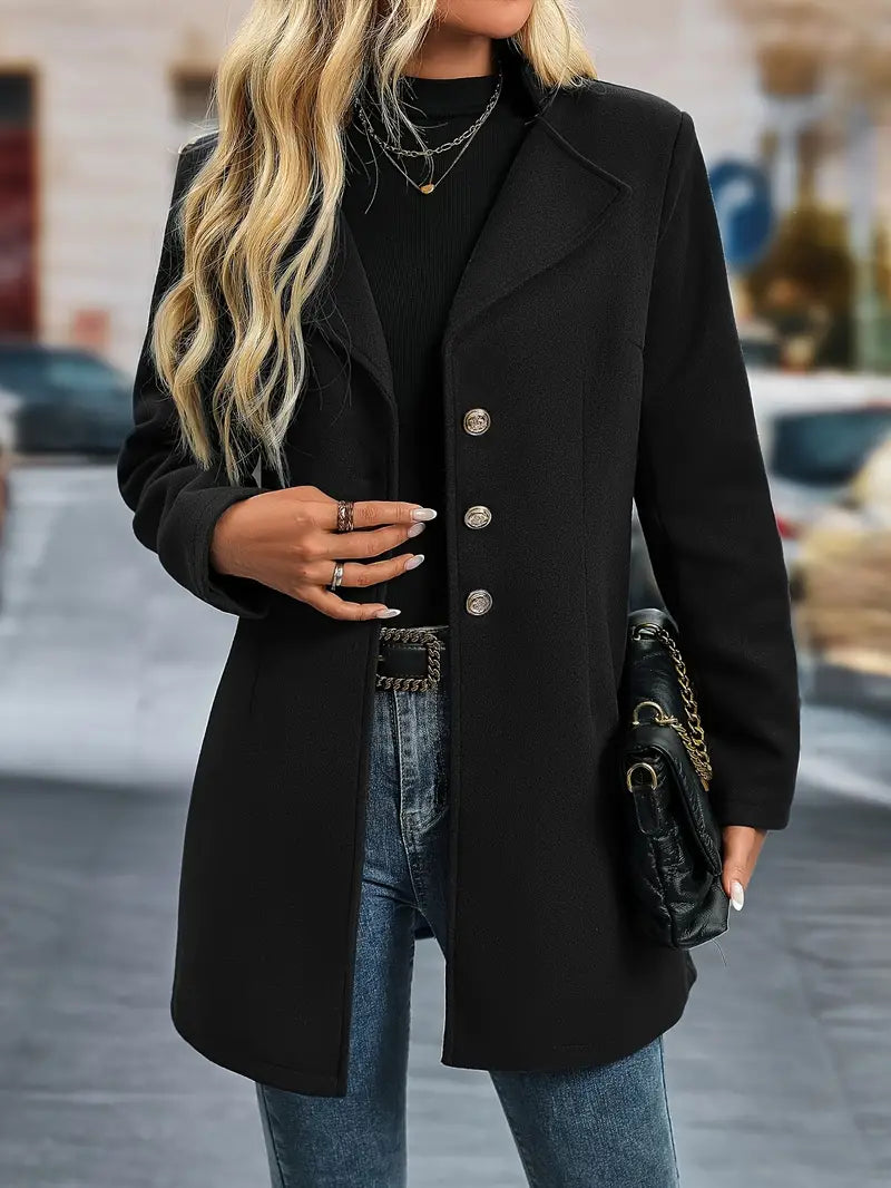 Maisie Long Coat Femme – Elegant Winter Coat with Structured Cut & Classic Collar