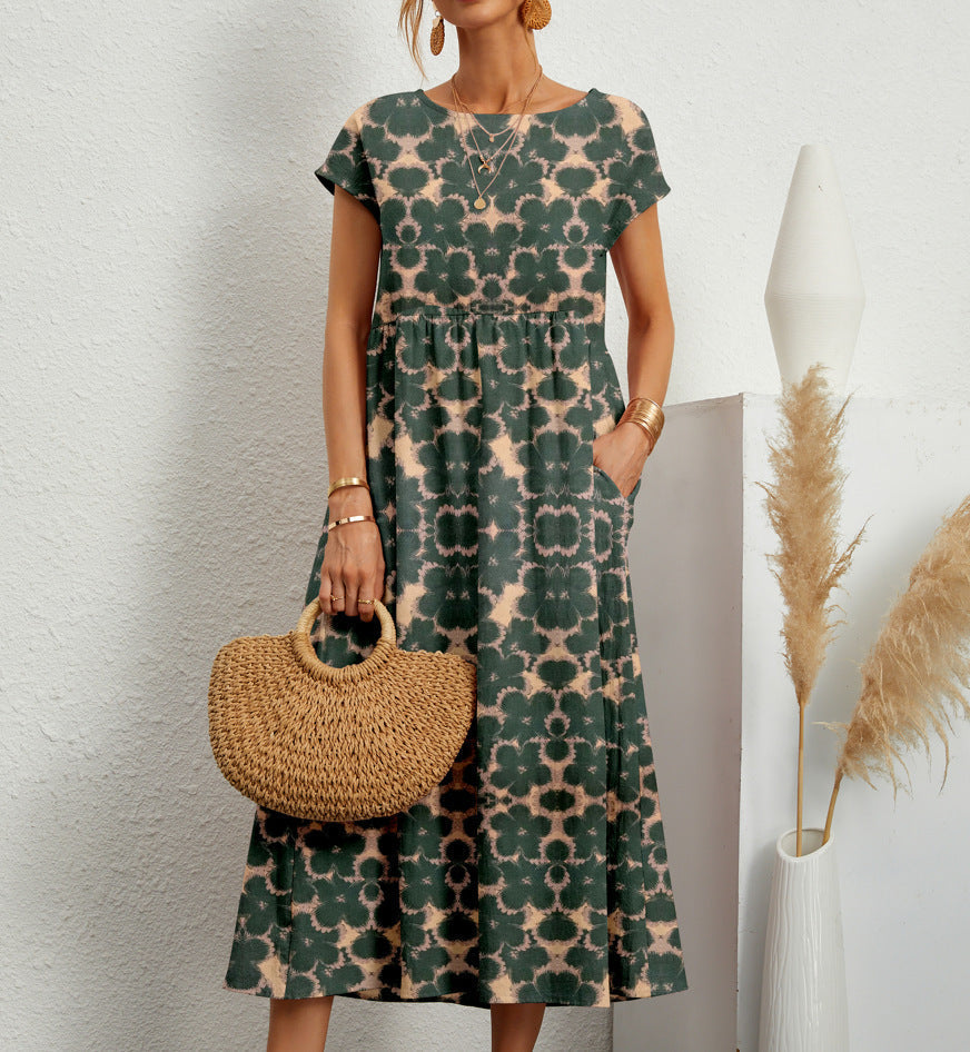 Midi-jurk voor dames Frances – Elegante bloemenjurk van ademende stof met vrouwelijke snit