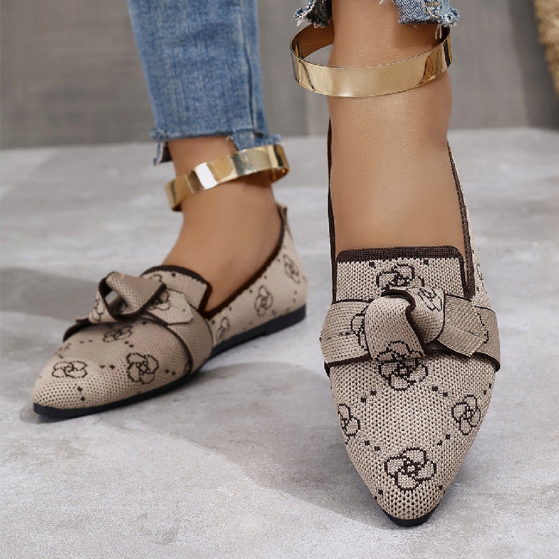 Victoria ballerina's voor dames – puntige schoenen van mesh met decoratieve strik en platte hak
