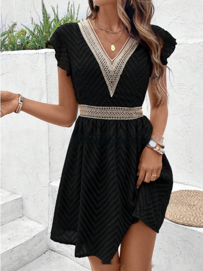 Harmony Zomerjurk Dames – Elegante Jurk met V-hals & Kant voor Vakantie & Dagelijks Gebruik