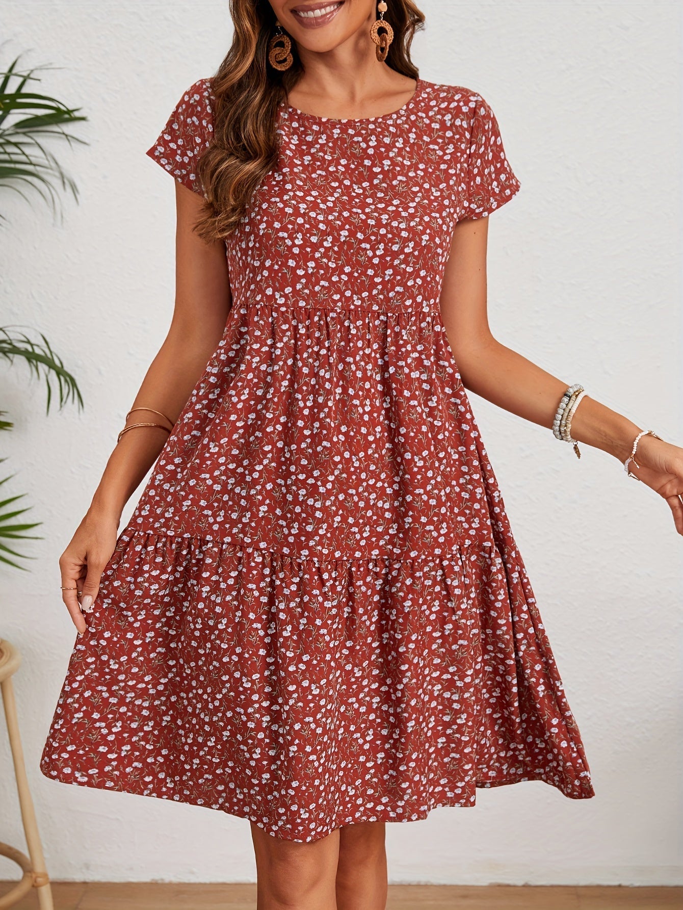 Katie zomerjurk dames – lichte bloemenjurk van polyester met comfortabele pasvorm
