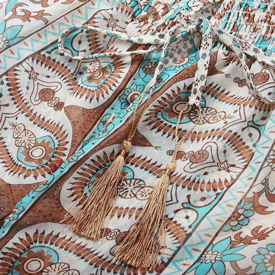 Azaria Lange Boheemse Jurk – Maxi Jurk Dames met Paisley Patroon en Chic Vloeiende Stijl