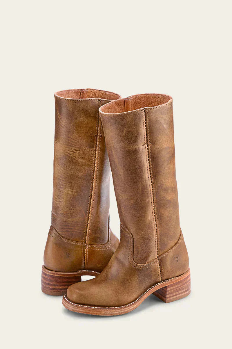 Shaina Bottes Western Femme – Bottes Hautes à Talon Bloc avec Look Cuir & Style Iconique