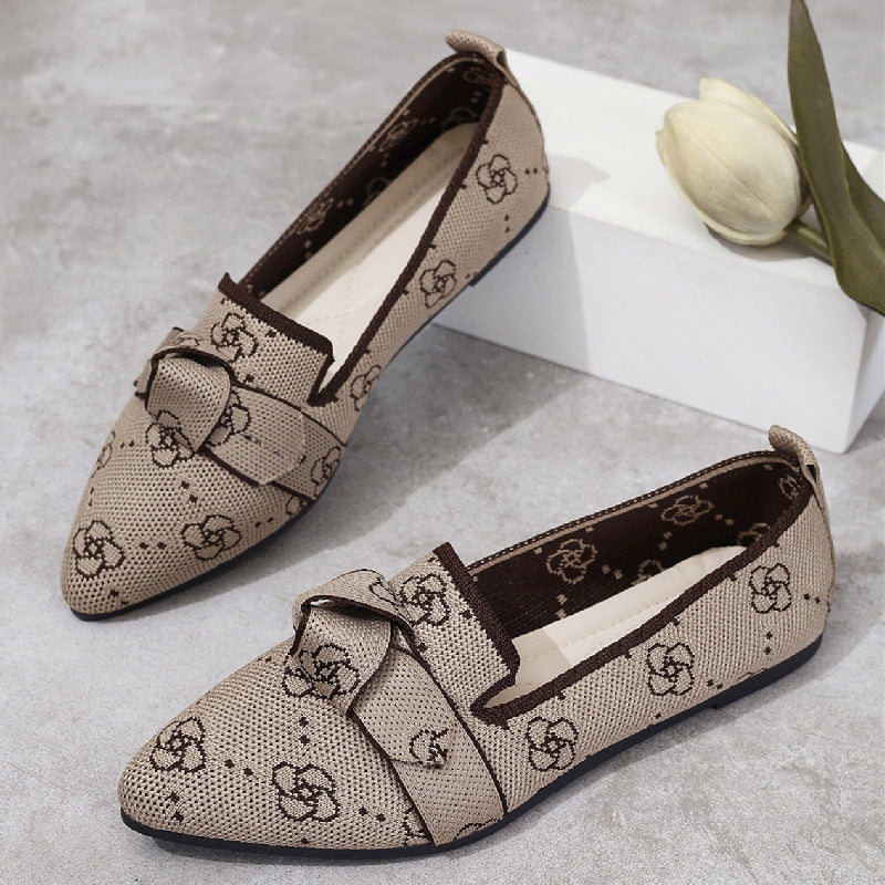 Victoria ballerina's voor dames – puntige schoenen van mesh met decoratieve strik en platte hak