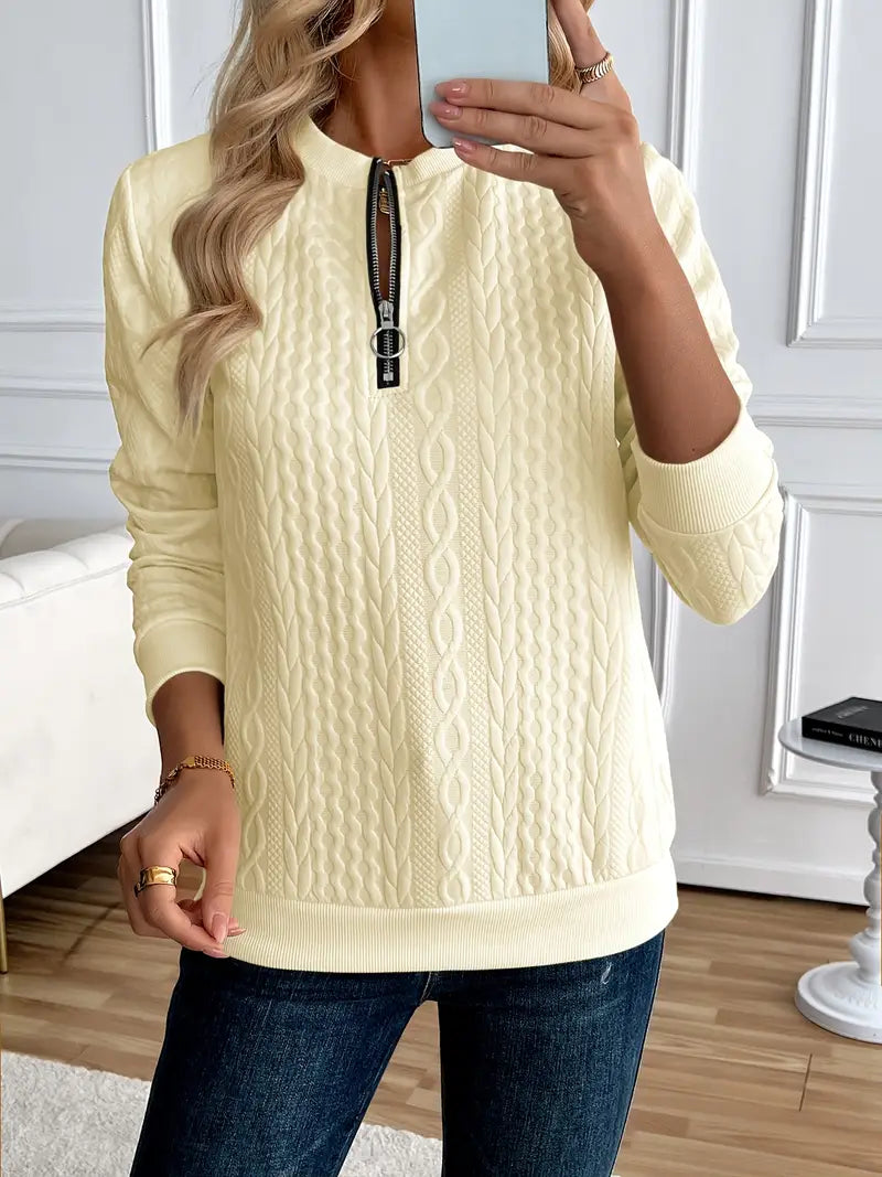 Margaux Sweat Femme Hiver – Pohodlný pletený zipový svetr s elegantním designem