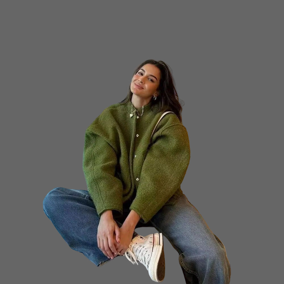 Giacca bomber riccia da donna Mylah - Design oversize testurizzato con cerniera discreta