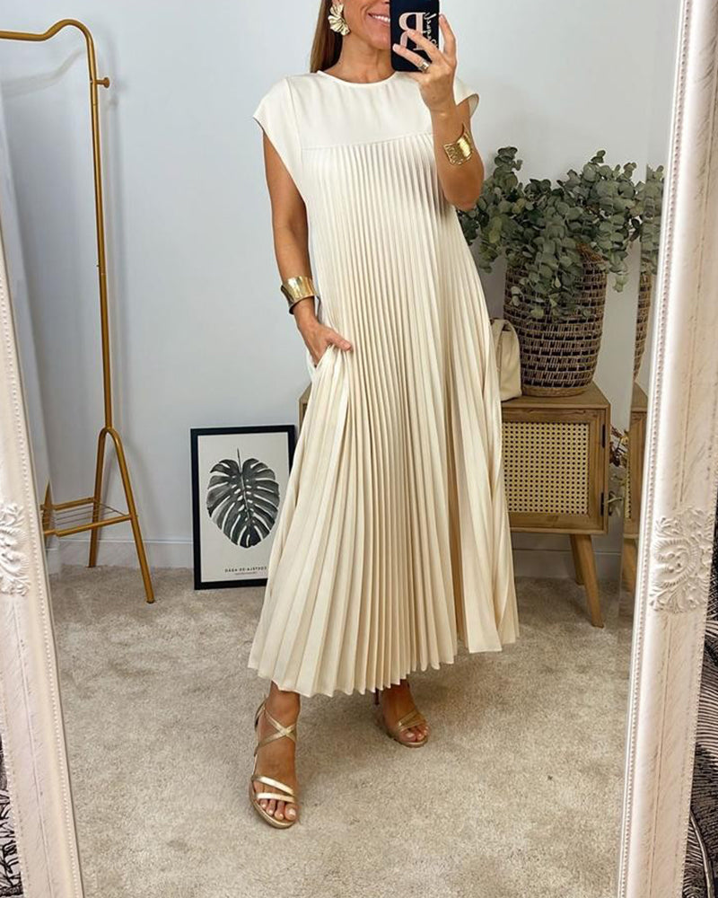 Mariana Robe Midi Dame – Elegant Plisseret Kjole uden Ærmer til Hverdag & Særlige Anledninger