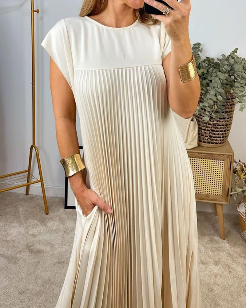 Mariana Robe Midi Dame – Elegant Plisseret Kjole uden Ærmer til Hverdag & Særlige Anledninger
