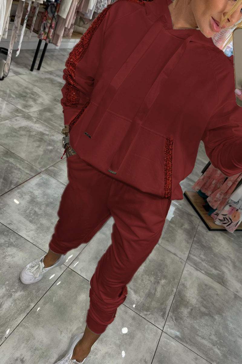 Jasmine Ensemble Loungewear Herfst voor Dames – Zachte Glitter Hoodie & Soepele Broek voor Dagelijks Comfort