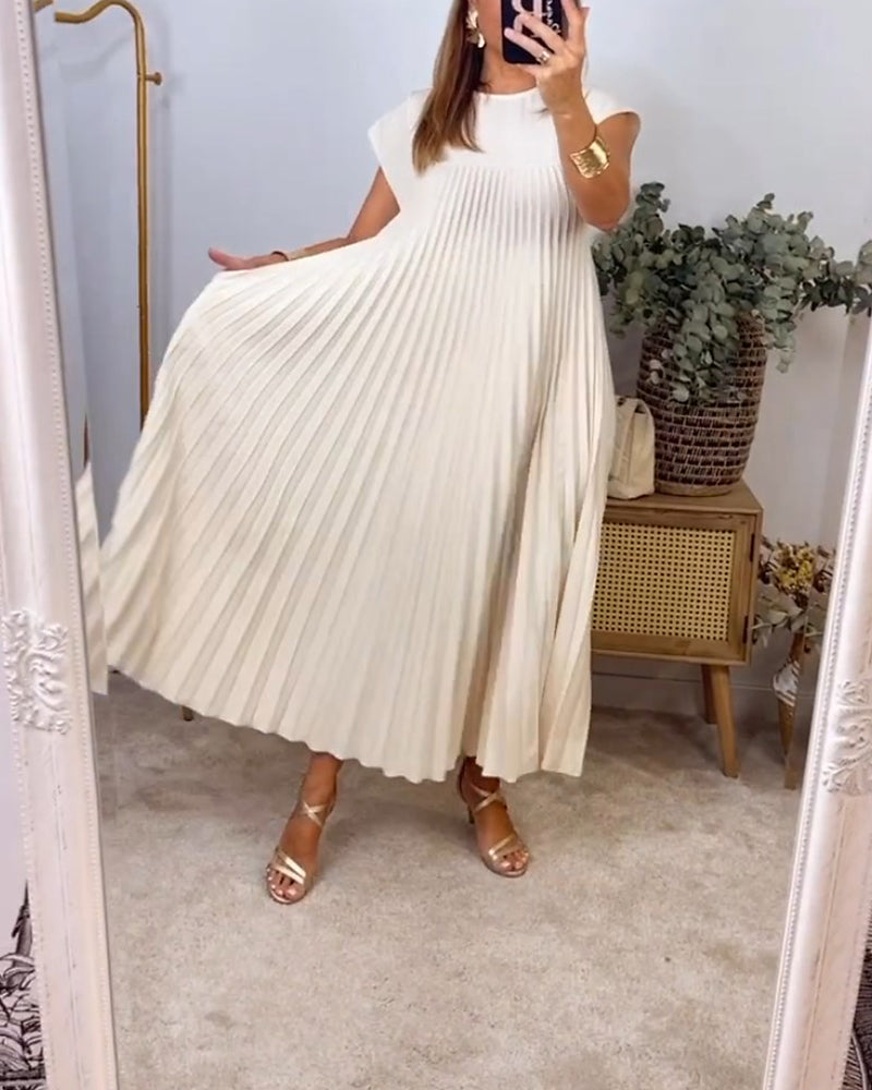 Mariana Robe Midi Dame – Elegant Plisseret Kjole uden Ærmer til Hverdag & Særlige Anledninger