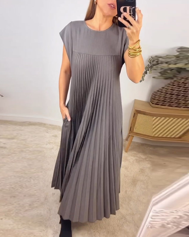 Mariana Robe Midi Dame – Elegant Plisseret Kjole uden Ærmer til Hverdag & Særlige Anledninger