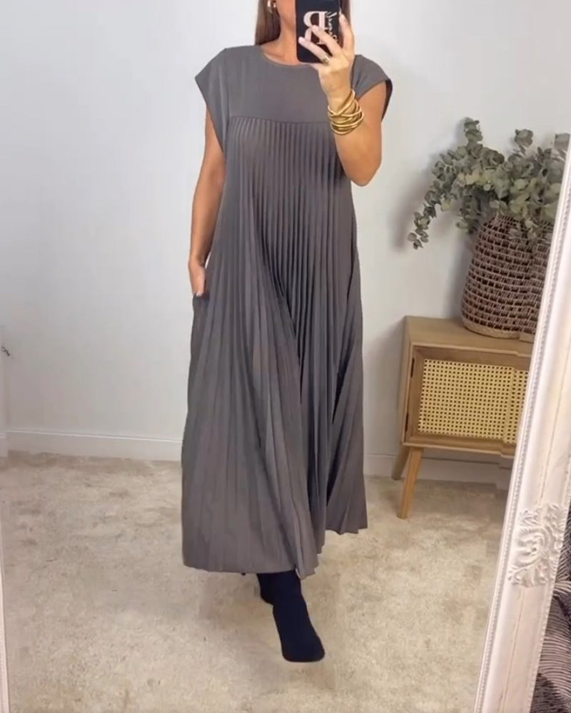 Mariana Robe Midi Dame – Elegant Plisseret Kjole uden Ærmer til Hverdag & Særlige Anledninger