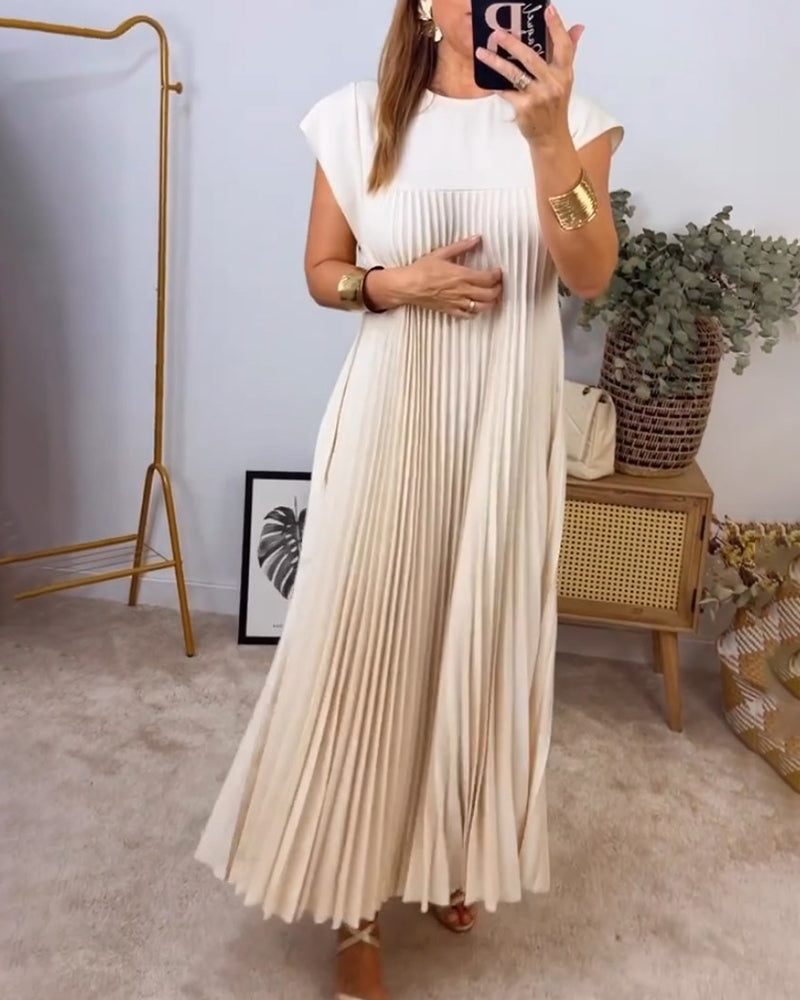 Mariana Robe Midi Dame – Elegant Plisseret Kjole uden Ærmer til Hverdag & Særlige Anledninger