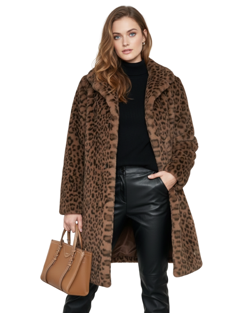 Iris Manteau Femme en Fausse Fourrure – Imprimé Léopard, Chaud & Style Audacieux