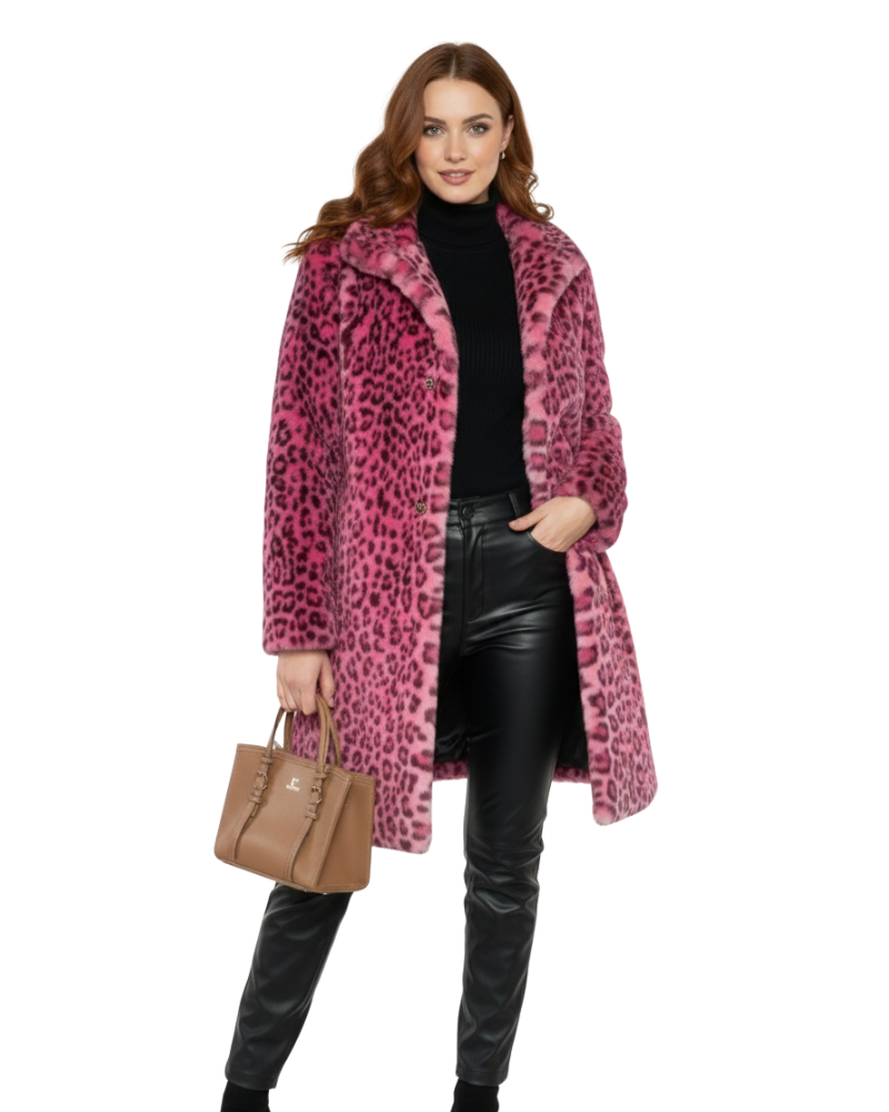 Iris Women's Coat in Imitation Fur – Leopard Print, Warm & Bold Style